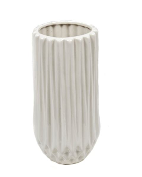 Blumenvase Dekovase Vase mit Rillen-Relief für Schnitt-/ Trockenblumen